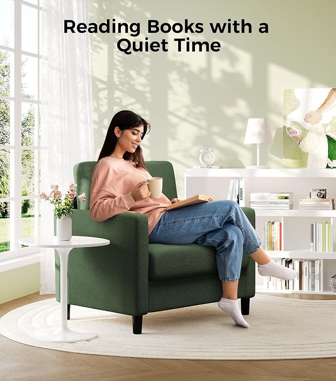 Welzona Sofa Reading Chair, Tool-Free Setup Living Room Accent Chairs, Comfy - Image 7