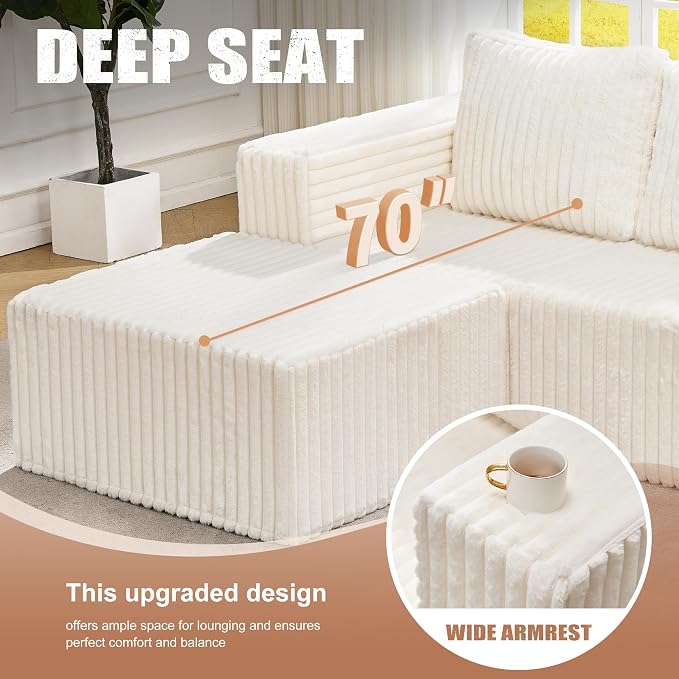 Hobestluk Modular Sectional Sofa Memory Foam Couch L Shape Sofa - Image 4