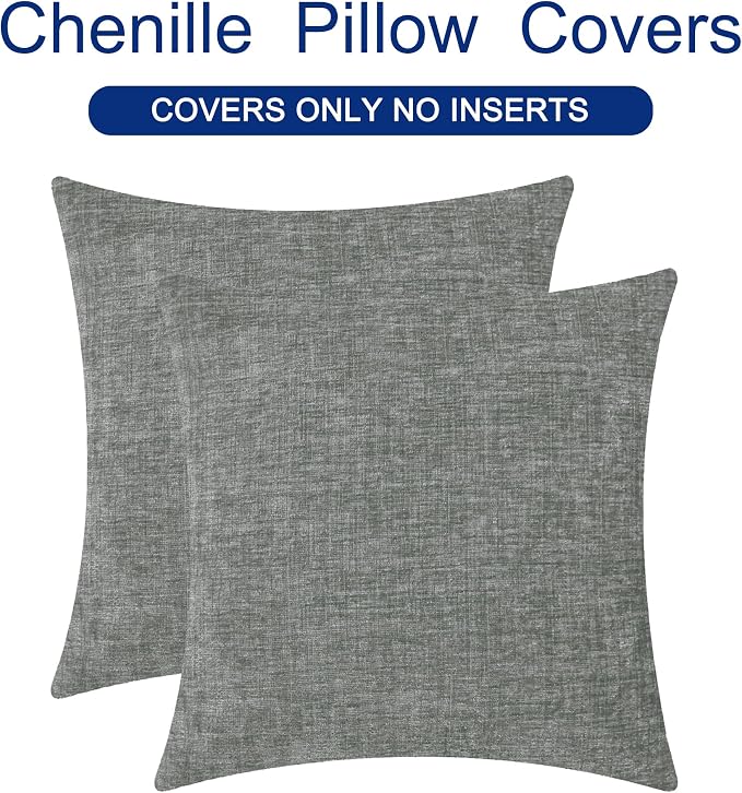 CaliTime Throw Pillow Covers Decorative 16 X 16 Inches Pack of 2 Cozy Chenille - Image 6