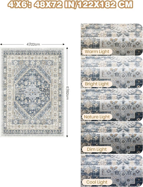 4x6 Area Rugs for Living Room, Non-Slip Backing Small Kids Rugs for Bedroom - Image 2