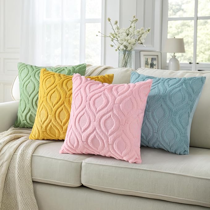 decorUhome Summer Throw Pillow Covers 24x24 Inch Set of 2, Soft Plush Faux Wool - Image 5