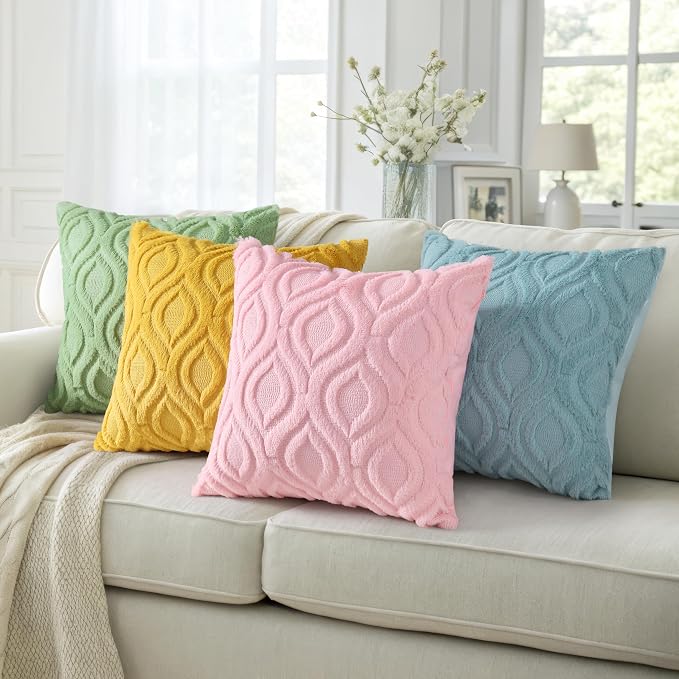 decorUhome Summer Throw Pillow Covers 22x22 Inch Set of 2, Soft Plush Faux Wool - Image 5