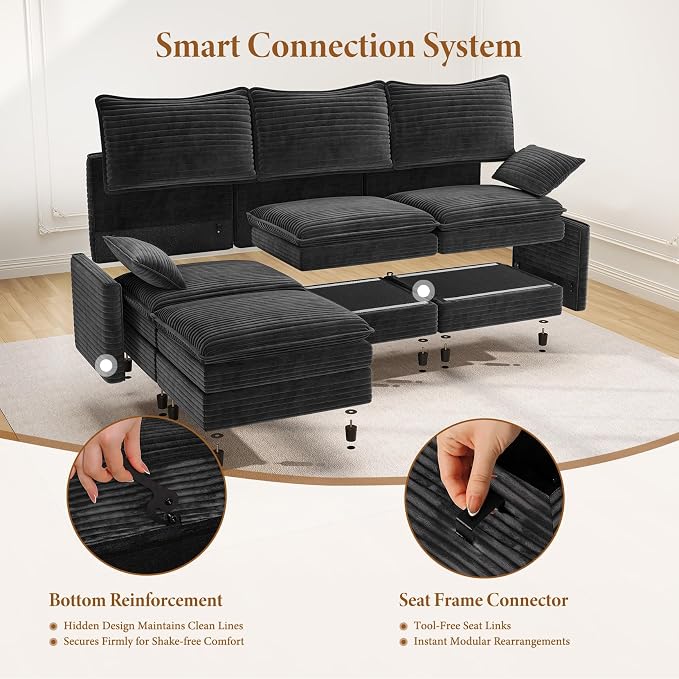 Vesgantti 142" Cloud Couch Sectional Modular Sofa, Comfy Sectional Couch - Image 5