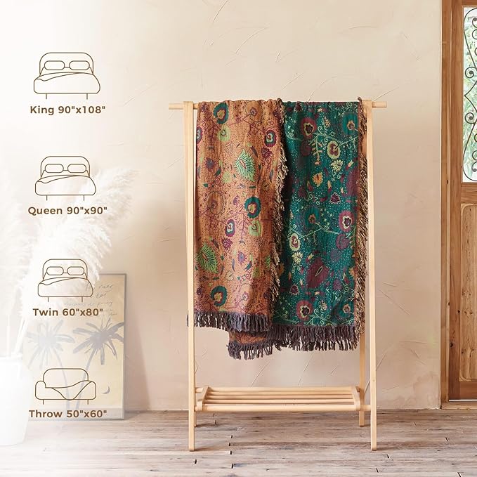 LUTBM Boho Throw Blanket for Bed 100% Cotton Soft Lightweight Quilt Home Decor - Image 6