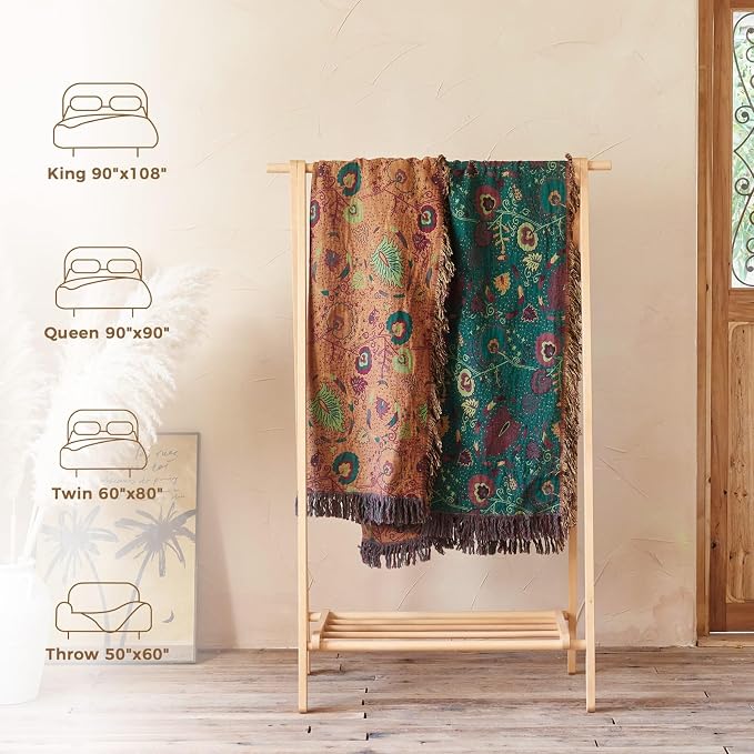 LUTBM Boho Throw Blanket for Bed 100% Cotton Soft Quilt Home Livingroom Decor - Image 6
