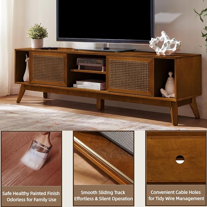 LKTART 68 Inch Mid Century Modern TV Stand - Image 6