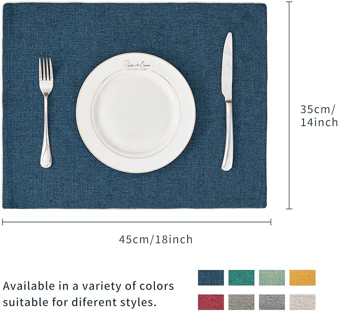BALCONY & FALCON Placemats Set of 4 Faux Linen Cloth Place Mats Washable - Image 5