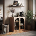 BELLEZE Modular Sideboard with Arched Glass Door, Accent Display Buffet Cabinet by BELLEZE