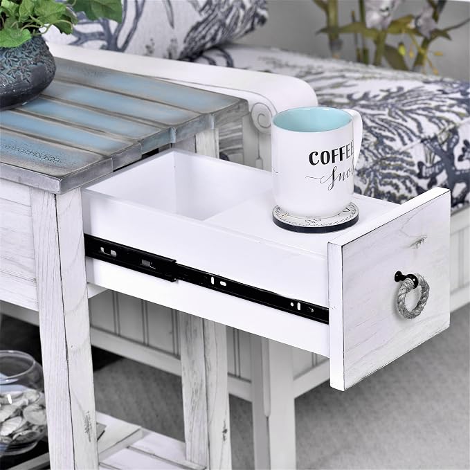 Sea Winds Trading Picket Fence Chairside Table Kiln-Dried Solid Wood Distressed - Image 7
