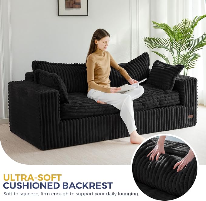 MAXYOYO 76" Bean Bag Sofa Couch, Loveseat Boneless Couch in a Box, Upholstered - Image 5