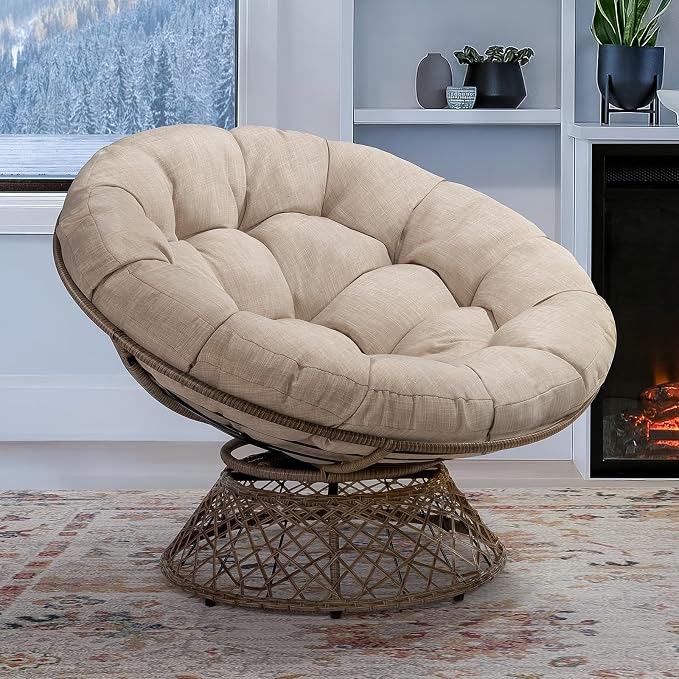 Bme Metal Oversized Swivel Papasan Chair, Living Room Chair by Bme