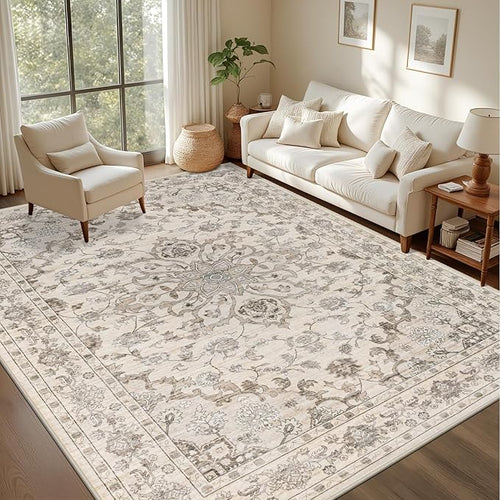 4x6 Area Rugs for Living Room: Washable Rug Soft Vintage Distressed Floral by EXPEDIX