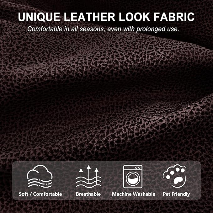 ANARACHON Leather Look Recliner Couch Cover, 8-Pieces Stretch Recliner Sofa - Image 5