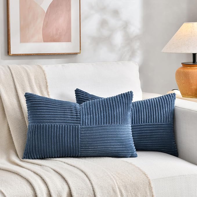 Fancy Homi 2 Packs Dusty Blue Long Lumbar Decorative Throw Pillow Covers 16x24 - Image 5