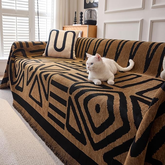 VClife Bohemian Couch Cover for Pet, Lightweight Checkered Couch Covers for 2 - Image 7
