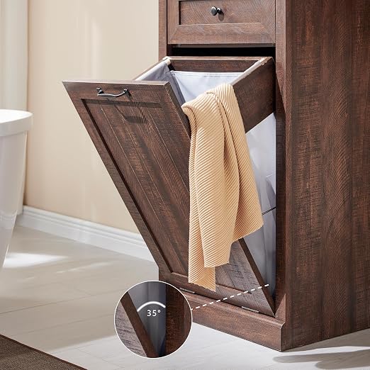 IFGET Tilt Out Trash Can Cabinet, 10 Gallon Farmhouse Laundry Hamper Cabinet - Image 5