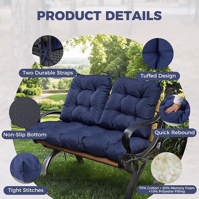 Wicker Chair Cushions of 3 Pieces, Waterproof Cushions - Image 4