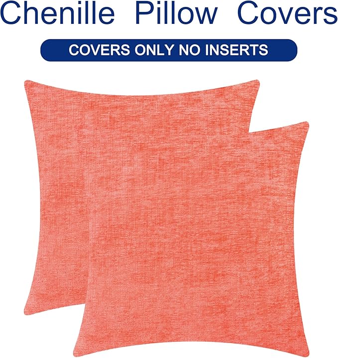 CaliTime Throw Pillow Covers Decorative 22 X 22 Inches Pack of 2 Cozy Chenille - Image 6