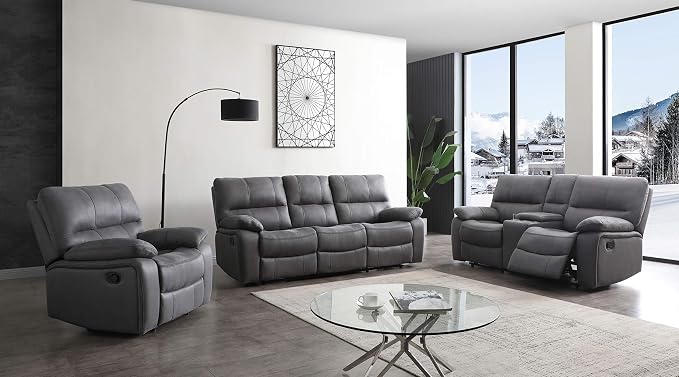 Betsy Furniture Microfiber Reclining Sofa Couch Set Living Room Set 8007 by BetsyFurniture