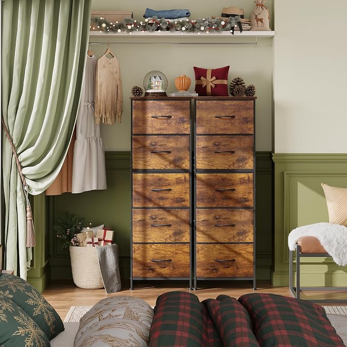 WLIVE Fabric Dresser for Bedroom, 5-Drawer Tall Dressers, Storage Organizer - Image 2