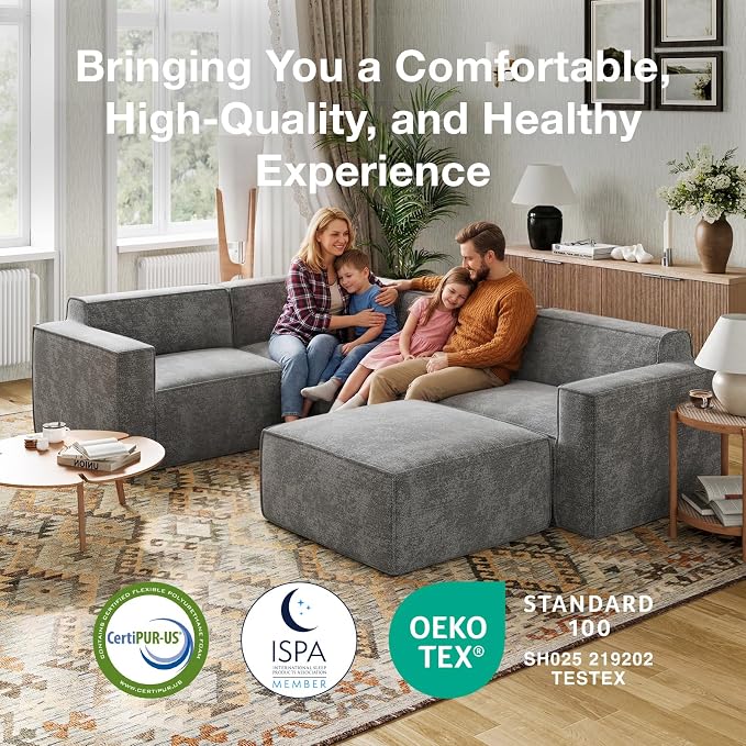 Novilla 117.7" Modular Sectional Sofa, No Assembly Cloud Sectional Couch - Image 12