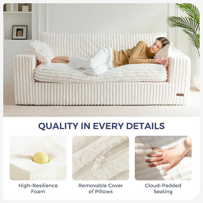 MAXYOYO 76" Bean Bag Sofa Couch, Loveseat Boneless Couch in a Box, Upholstered - Image 5