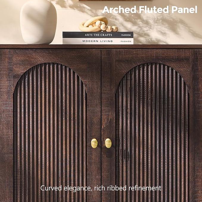 IFBUY Modern Sideboard Buffet Cabinet, 123.5" W Fluted Arched Buffet Cabinet - Image 4