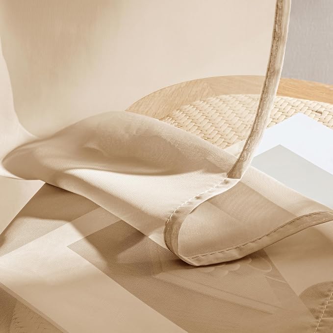 MIULEE Brown Sheer Curtains 63 Inches Long, 4 Panels Set, Rod Pocket Voile - Image 7