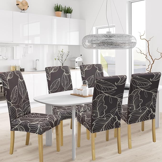 BIETYONE Stretch Dining Chair Covers Set of 8, Soft Removable Washable Kitchen - Image 2