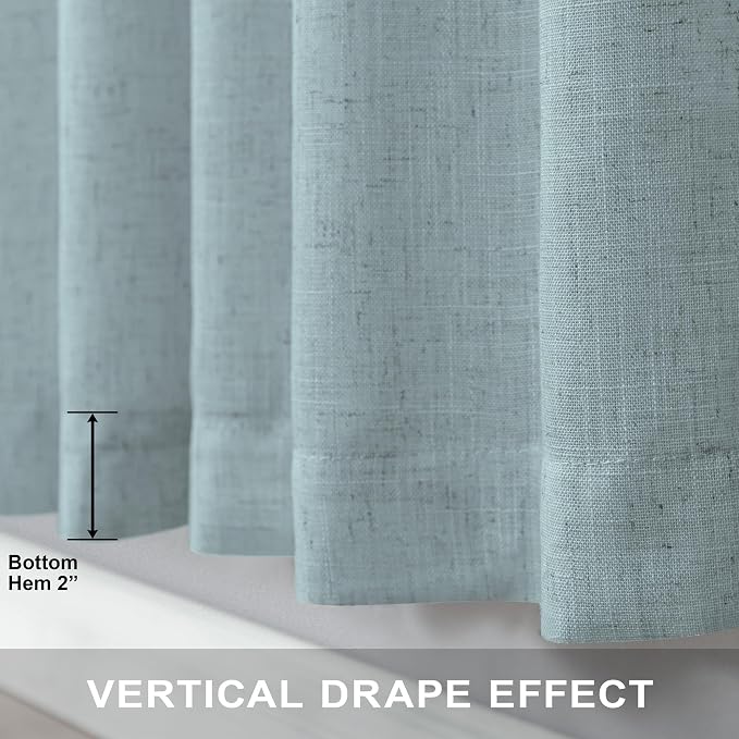 Teal Curtains 54 Inch Length for Master Bedroom 2 Panels Back Tab Pocket Blue - Image 7