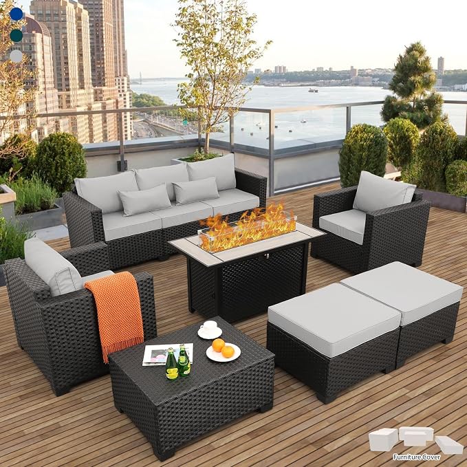 Patio Furniture Set 45 In Outdoor Fire Pits 7 Pieces Outdoor Patio Furniture by Rattaner