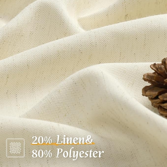 LAMIT Light Beige Linen Curtains 63 inch Length - Image 2
