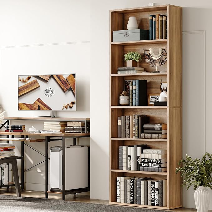 IRONCK Bookshelves and Bookcases Floor Standing 6 Tiers Display Storage Shelves - Image 6