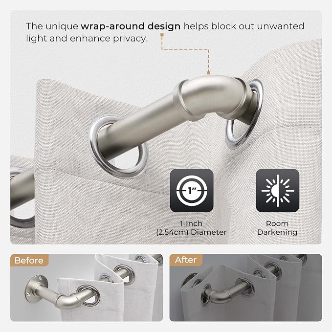 Zeerobee Curtain Rods for Windows 48 to 84, 1 Inch Industrial Wrap Around - Image 3