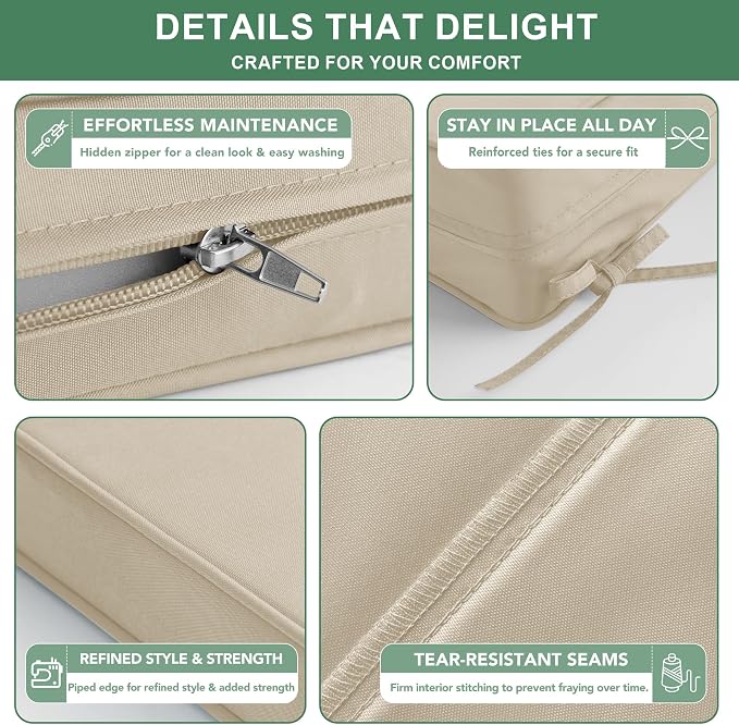 Summsun Patio Chair Cushions 22 x 22 Inch, Water Resistant Backrest Pillow and - Image 5