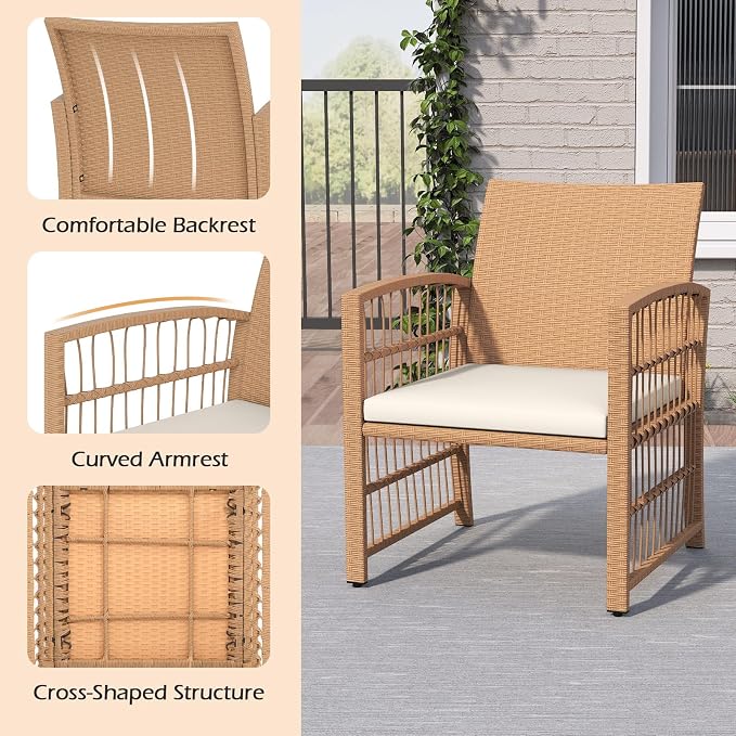 Tangkula 5 Pieces Patio Wicker Conversation Set, Outdoor Furniture Set - Image 7