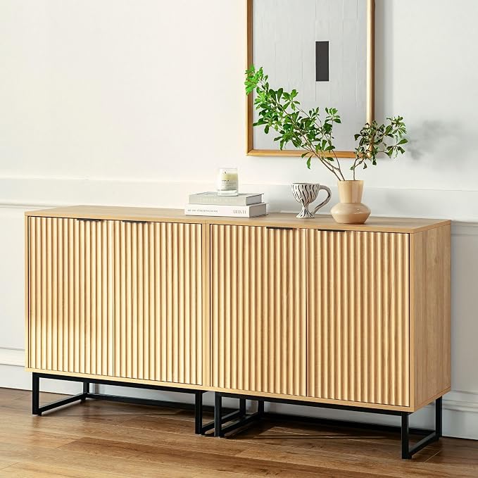 EYYTHUNG Fluted Cabinet with Storage, Sideboard Buffet Cabinet with Adjustable - Image 8