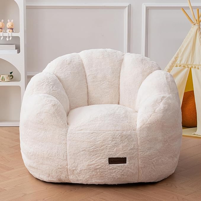MAXYOYO Kids Bean Bag Chair, Floral Shaped Bean Bag Sofa, Plush Faux Fur by MAXYOYO