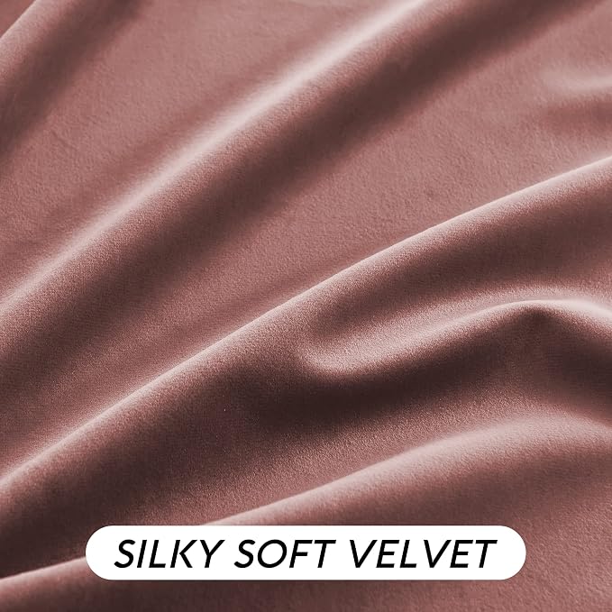 RYB HOME Dusty Pink Velvet Curtains 96 inch, Darkening Window Curtains - Image 7