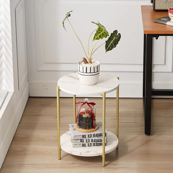 Gawicpy 2 Tier Round Side Table, Folding End Tables Coffee Table Simplistic - Image 7