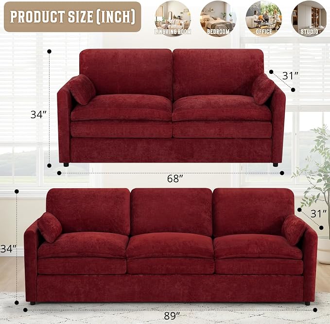 2 Pieces Chenille Sofa Set - Image 3