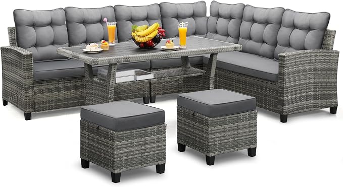 KROFEM 6-Piece Patio Furniture Set, Outdoor Sectional Sofa by KROFEM