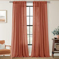 96 inch Linen Terracotta Curtains 2 Panels by Jolilight