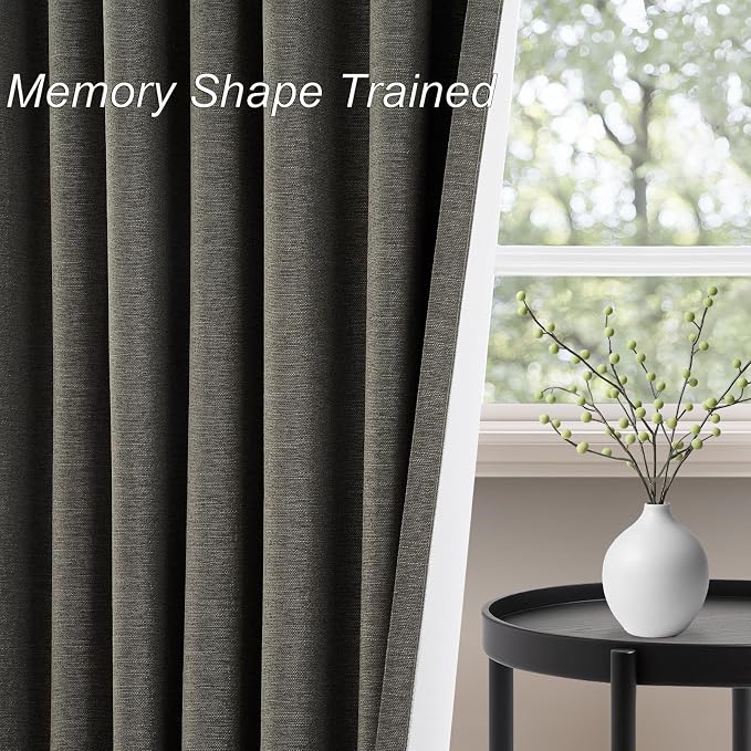 Topfinel 100% Blackout Linen Textured Curtains 84 inches Long Charcoal Gray - Image 6