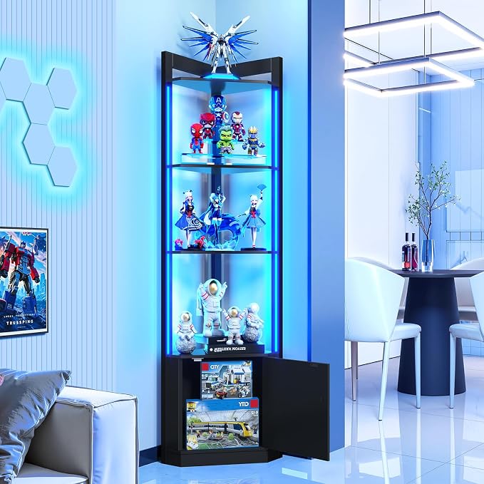 5-Tier Corner Shelf with RGB LED Light, Remote & APP Control, Adjustable by Unknown