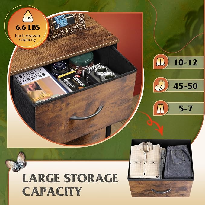WLIVE Fabric Dresser for Bedroom, 5-Drawer Tall Dressers, Storage Organizer - Image 5