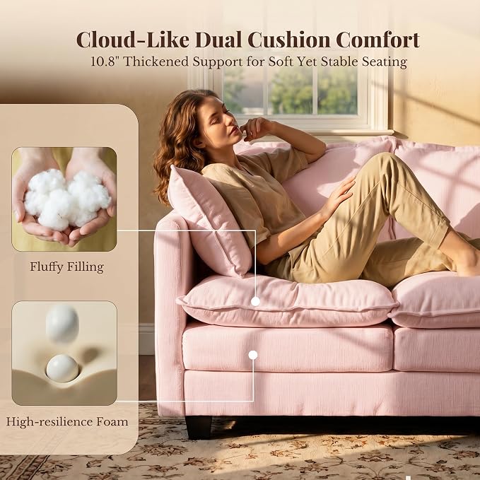 Loveseat Sofa with Cloud 3-Layer Cushion & 27" Deep Seat, Modern Love Seat - Image 4