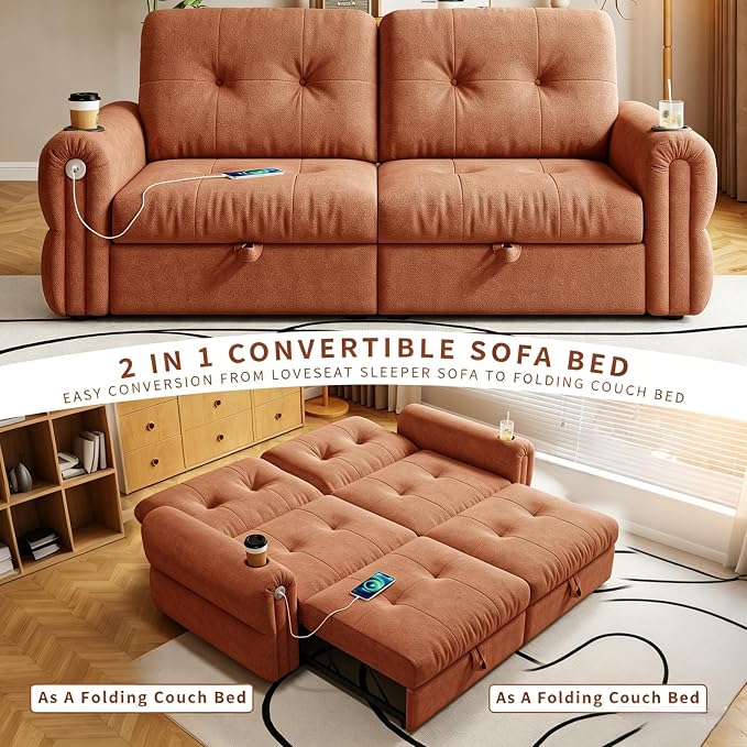 Convertible Couches, Queen Size Pull Out Sofa Bed - Image 3