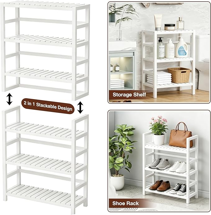 VASMIA 6-Tier Bamboo Shelf, Bamboo Storage Shelving Unit, Tall Bookcase - Image 6