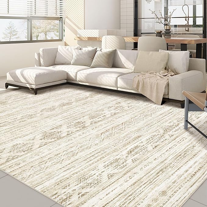 Nakagishi 7X9 Area Rug Living Room: Washable Boho Large Neutral Modern Soft by NakagishiAreaRug